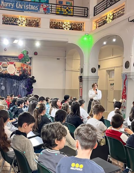 A group of people in public from one of alina's workshops.